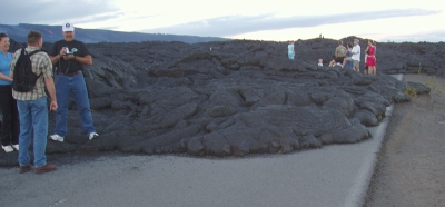 Cooled lava covering Chain of Craters road