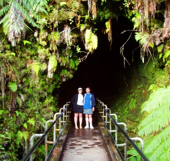 Kelson and Katie in front of the Thurston Lava Tube
