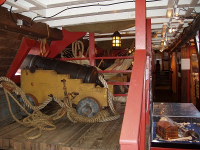 Cannon below decks on the Surprise