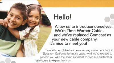 Hello! We're Time Warner Cable! (With a picture of two children.)