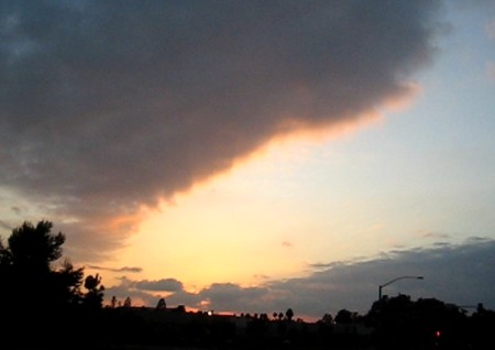 Clouds with a golden edge at sunset