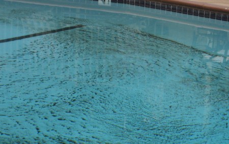 Ashes at the base of a swimming pool