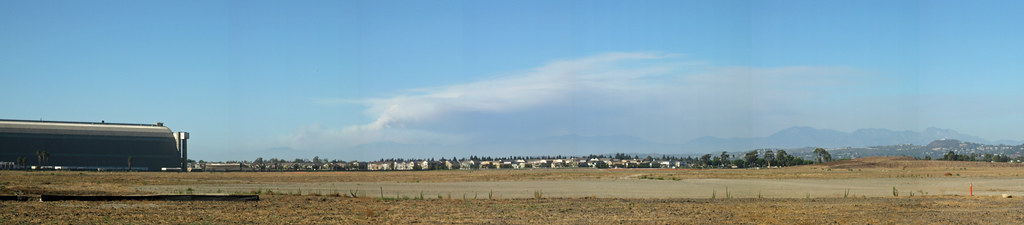 Smoke Cuts San Gabriel Mountains in Two.