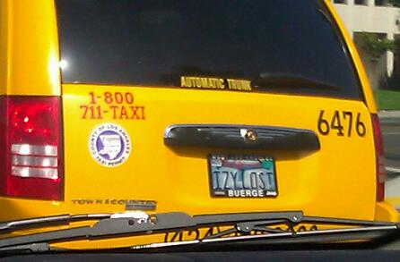 Licence plate on a taxi: IZYLOST