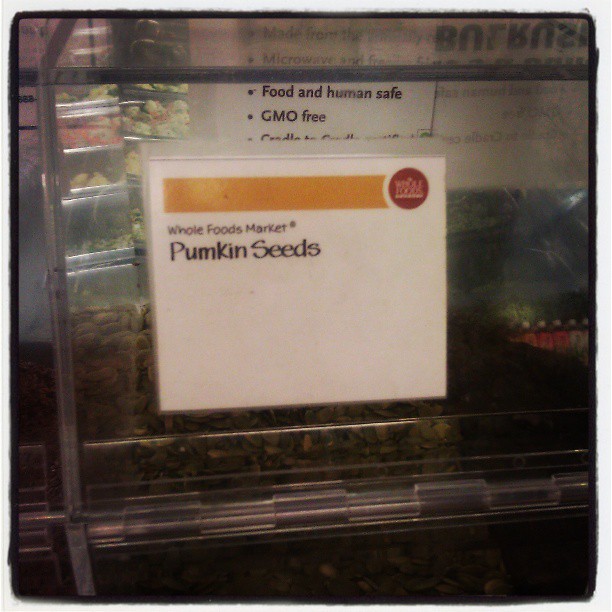 Sign: Pumkin seeds [sic]