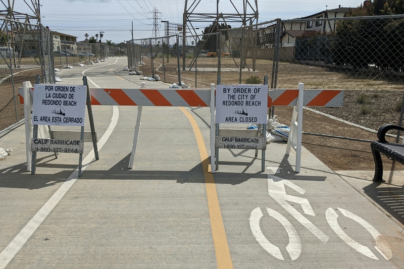 Bike Path with traffic barriers across it.